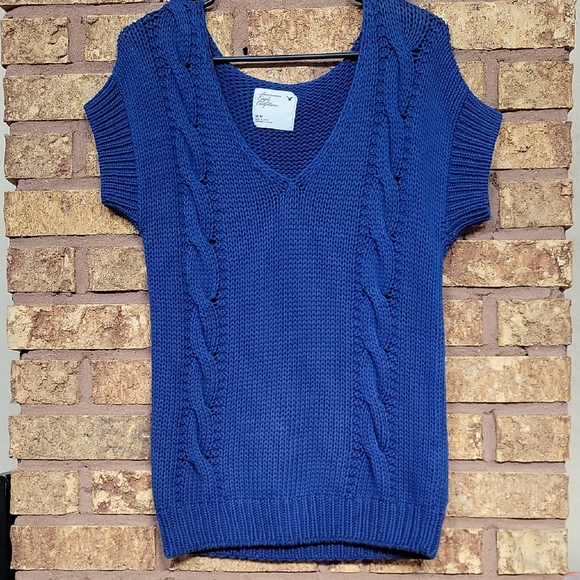 American Eagle Outfitters Women's V-Neck Sweater in Blue Size Medium - Picture 1 of 6